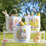 Gepersonaliseerde Bunny Paaseieren Grote Canvas Paasmand met Naam en Voorletter Eieren Jachtfeest Paascadeau voor Kinderen