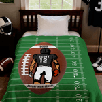 Personalised Cartoon Character Football Soft Throw Blanket with Name and Year Number Home Decor Birthday Game Day Gift for Football Lovers