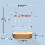 Lampada notturna personalizzata a forma di cuore con 1-12 fiori di nascita base in legno regalo per festa della mamma per mamme e nonne