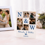 Personalized 6 Photos Collage Building Brick Puzzles with Names and Initials Home Decor Valentine's Day Anniversary Gift for Couples