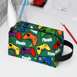 Personalised Multi-Colour Gamepad Portable Toiletry Bag with Name and Handle Travel Accessory Birthday Gift for Family Friends