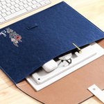 Personalized Blossom Birth Flower Pink Bow PU Leather A4 File Folder with Name Business Trip Office Birthday Gift for Office Workers