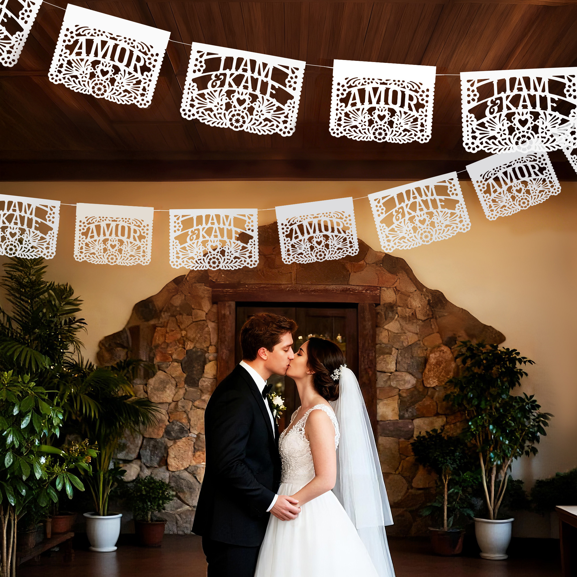 Personalizzato messicano Fiesta Amor Papel Picado Banner Set di 10 con testo Decorazione di partito Matrimonio Compleanno Cinco De Mayo Regalo per org