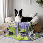 Coperta personalizzata multicolore con stampa a zampa e 8 foto per animali domestici con nome Regalo di compleanno per gli amanti degli animali domestici