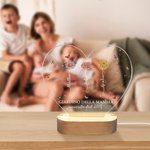 Lampada notturna personalizzata a forma di cuore con 1-12 fiori di nascita base in legno regalo per festa della mamma per mamme e nonne