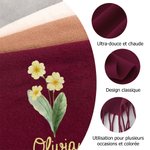 Écharpe Ultra-Douce et Chaude Personnalisée avec Fleur de Naissance en Aquarelle et Nom Accessoire d’Hiver Cadeau pour Famille Femme