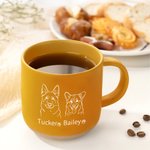 Personalized Line Art Style 1-3 Pet Portraits 12 oz Ceramic Coffee Mug with Name Home Office Drinkware Birthday Gift for Pet Lover