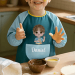 Personalized Cute Cartoon Character Kid Painting Baking Apron with Name and Front Pocket Daily Use Outdoor Activities Gift for Kids