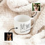 Personalized Line Art Style 1-3 Pet Portraits 12 oz Ceramic Coffee Mug with Name Home Office Drinkware Birthday Gift for Pet Lover