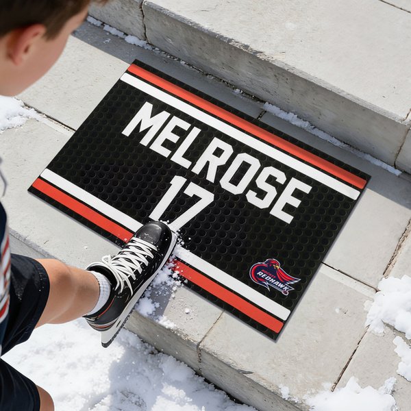 Tappetino antiscivolo personalizzato per la porta del pavimento dell'Hockey con nome, numero e logo Regalo di compleanno per i giocatori di Hockey