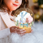 Personalized Cute Wreath Animal Forest Clouds Acrylic LED Night Light with Initial Name and Wooden Base Nursery Decor Birthday Gift for Boys Girls