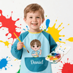 Personalized Cute Cartoon Character Kid Painting Baking Apron with Name and Front Pocket Daily Use Outdoor Activities Gift for Kids