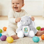 Huevo de Pascua personalizado Conejo de dibujos animados Flores Conejito de peluche con inicial y nombre Regalo de Pascua para niños Niñas