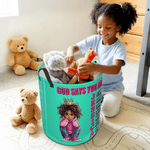 Personalized Cartoon Black Girl Bible Verse Name Large Waterproof Storage Basket with Handle Laundry Decor Baby Shower Birthday Gift for Girl