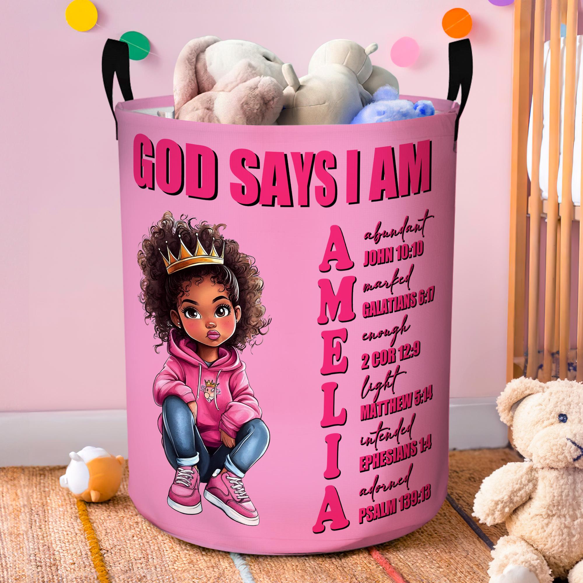 Panier de rangement imperméable avec poignée Décoration pour la lessive Douche de bébé Cadeau d'anniversaire pour fille