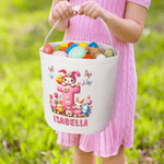 Gepersonaliseerde Bunny Paaseieren Grote Canvas Paasmand met Naam en Voorletter Eieren Jachtfeest Paascadeau voor Kinderen