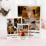Personalized 1-6 Photos ABS Stand Building Brick Puzzles with Text and Date Room Decor Valentine's Day Gift for Couple