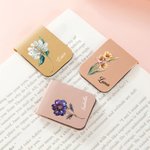 Segnalibro magnetico in pelle PU personalizzato con nome e fiore di nascita multicolore regalo per amanti dei libri