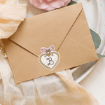 Personalized Multicolour Romantic Bow Heart Locket Waterproof Sparkle Finish Stickers with Initial Gift Decor Valentine's Day Wedding for Couple Women