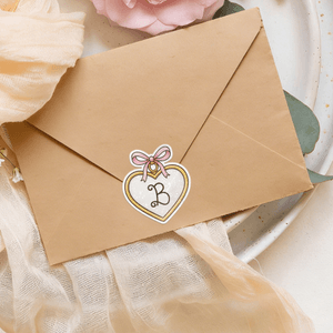 Personalized Multicolour Romantic Bow Heart Locket Waterproof Sparkle Finish Stickers with Initial Gift Decor Valentine's Day Wedding for Couple Women