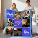 Personalisierte Fotocollage Decke mit 6 Fotos Namen und Liebesspruch weiche Kuscheldecke Wohndeko Valentinstag Jahrestag Geburtstag Geschenk für Paare
