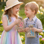 Gepersonaliseerde schattige Pasen Konijn initiële Drawstring snoep Gift Bag met naam Pasen vakantie partij Gunsten Gift voor Jongens Meisjes