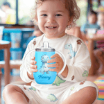 Personalized Cute Dinosaur 10 oz Thermal Insulated Sippy Cup with Name and Handle Baby Shower Birthday Gift for Toddlers Kids