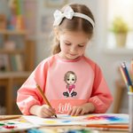 Personalized Cute Cartoon Character Waterproof Long Sleeve Kid Apron with Name Cooking Painting Handcraft Activities Birthday Gift for Kids