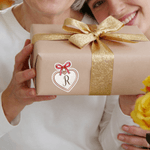 Personalized Multicolour Romantic Bow Heart Locket Waterproof Sparkle Finish Stickers with Initial Gift Decor Valentine's Day Wedding for Couple Women