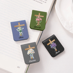 Personalized Watercolor Birth Flower Cross Magnetic PU Leather Bookmark Clip with Name Birthday Gift for Book Lovers Bookworms