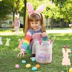 Personalized Cute Chick Rabbit Easter Eggs Train Bunny Ears Basket with Name Egg Hunting Accessories Easter Gift for Boys Girls