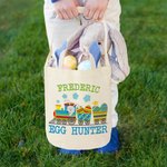 Personalized Cute Chick Rabbit Easter Eggs Train Bunny Ears Basket with Name Egg Hunting Accessories Easter Gift for Boys Girls