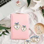 Personalized Multicolour Romantic Bow Heart Locket Waterproof Sparkle Finish Stickers with Initial Gift Decor Valentine's Day Wedding for Couple Women