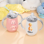 Personalized Cute Dinosaur 10 oz Thermal Insulated Sippy Cup with Name and Handle Baby Shower Birthday Gift for Toddlers Kids