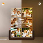 Personalized 6 Photos Acrylic LED Night Light with Name Text and Wooden Base  Birthday Anniversary Gift for Family Friends Couple