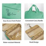 Trousse de toilette suspendue et pliable avec nom et quatre compartiments Cadeau d'anniversaire et de fête des mères pour les femmes