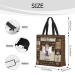 Personalized Cartoon Reading Character Large Tote Bag with Name Daily Use Travel Essential Birthday Anniversary Gift for Women