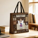 Personalized Cartoon Reading Character Large Tote Bag with Name Daily Use Travel Essential Birthday Anniversary Gift for Women