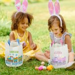 Personalized Cute Chick Rabbit Easter Eggs Train Bunny Ears Basket with Name Egg Hunting Accessories Easter Gift for Boys Girls