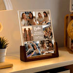 Personalized 6 Photos Acrylic LED Night Light with Name Text and Wooden Base  Birthday Anniversary Gift for Family Friends Couple