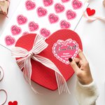 Personalized Pink Bow Heart Happy Valentine's Day Waterproof Stickers with Name Valentine's Day Gift for Couple Woman