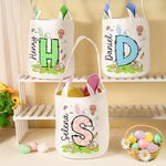Personalized Easter Bunny Carrot Eggs Large Capacity Basket with Name and Initial Easter Eggs Hunting Party Favors Gift for Boys Girls