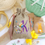 Gepersonaliseerde schattige Pasen Konijn initiële Drawstring snoep Gift Bag met naam Pasen vakantie partij Gunsten Gift voor Jongens Meisjes