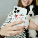 Personalized Multicolour Romantic Bow Heart Locket Waterproof Sparkle Finish Stickers with Initial Gift Decor Valentine's Day Wedding for Couple Women