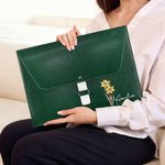 Personalized Birth Flower PU Leather A4 File Folder with Name Waterproof Business Trip Essentials Office Birthday Gift for Office Workers Students