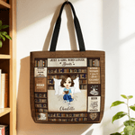 Personalized Cartoon Reading Character Large Tote Bag with Name Daily Use Travel Essential Birthday Anniversary Gift for Women