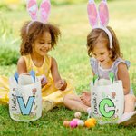Personalized Easter Bunny Carrot Eggs Large Capacity Basket with Name and Initial Easter Eggs Hunting Party Favors Gift for Boys Girls