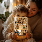 Personalized 6 Photos Acrylic LED Night Light with Name Text and Wooden Base  Birthday Anniversary Gift for Family Friends Couple