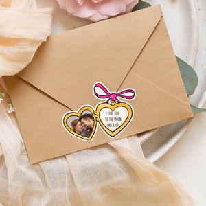 Personalized Multicolour Love Lock Bow Waterproof Stickers with Photo and Text Valentine's Day Wedding Gift for Couple Bestie
