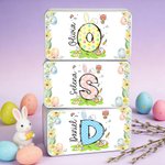 Personalized Floral Bunny Initial Easter Egg Biscuit Tin Box with Name Storage Accessories Easter Party Gift for Boys Girls